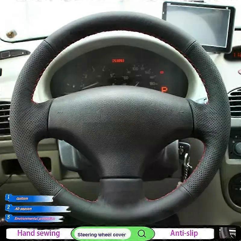 unik svart PU läder konstläder ratt kåpa handsydd bil ratt kåpa för Peugeot 308 gammal Peugeot 408