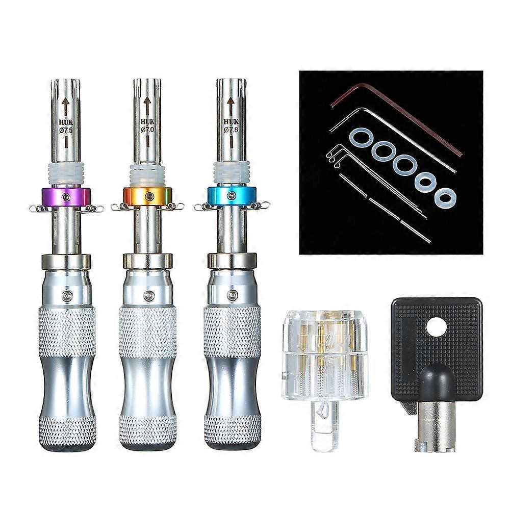 Tubular Lock Pick Set 7.0/7.5/7.8mm with Transparent Practice Lock