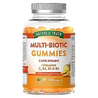 Nature's Truth Multi-Biotic 3 żywe szczepy + witaminy C, B3, B5, B6, 60 żelków – 4 sztuki