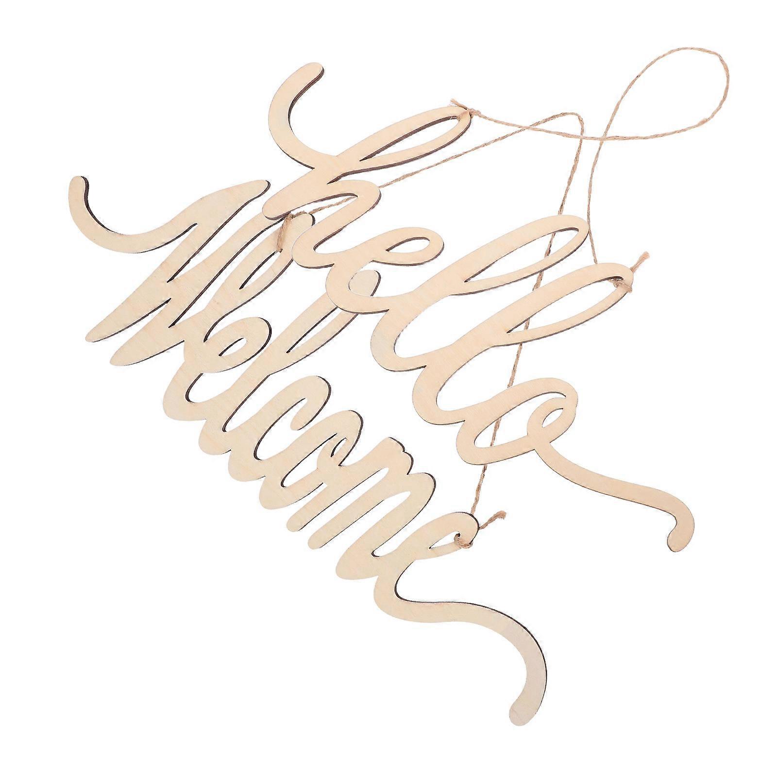 Wooden Welcome Cutouts Set for Home Decoration Khaki Color Rustic Design