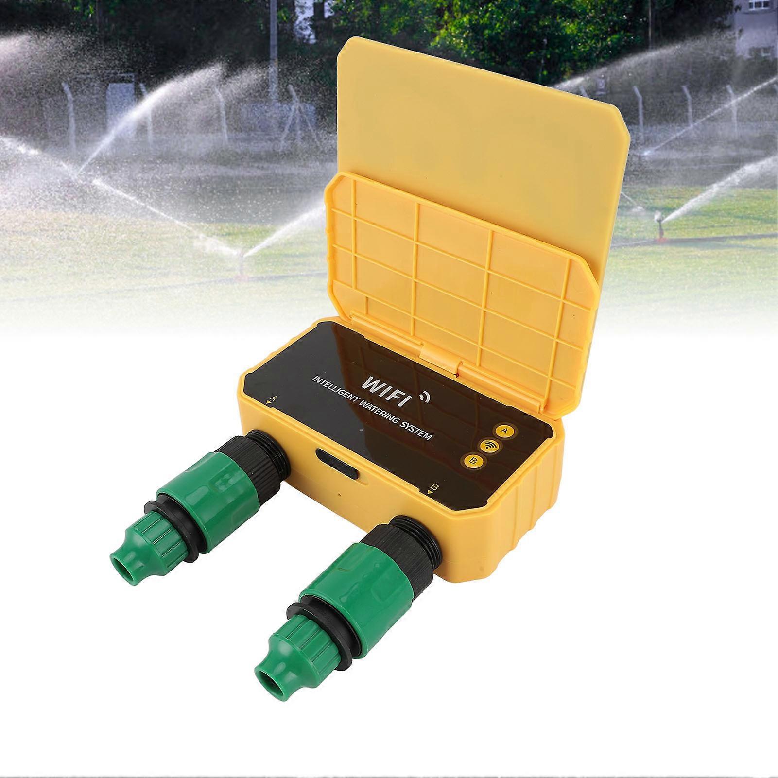 WiFi Sprinkler Timer 2 Outlet Solar Powered 3200mAh Battery