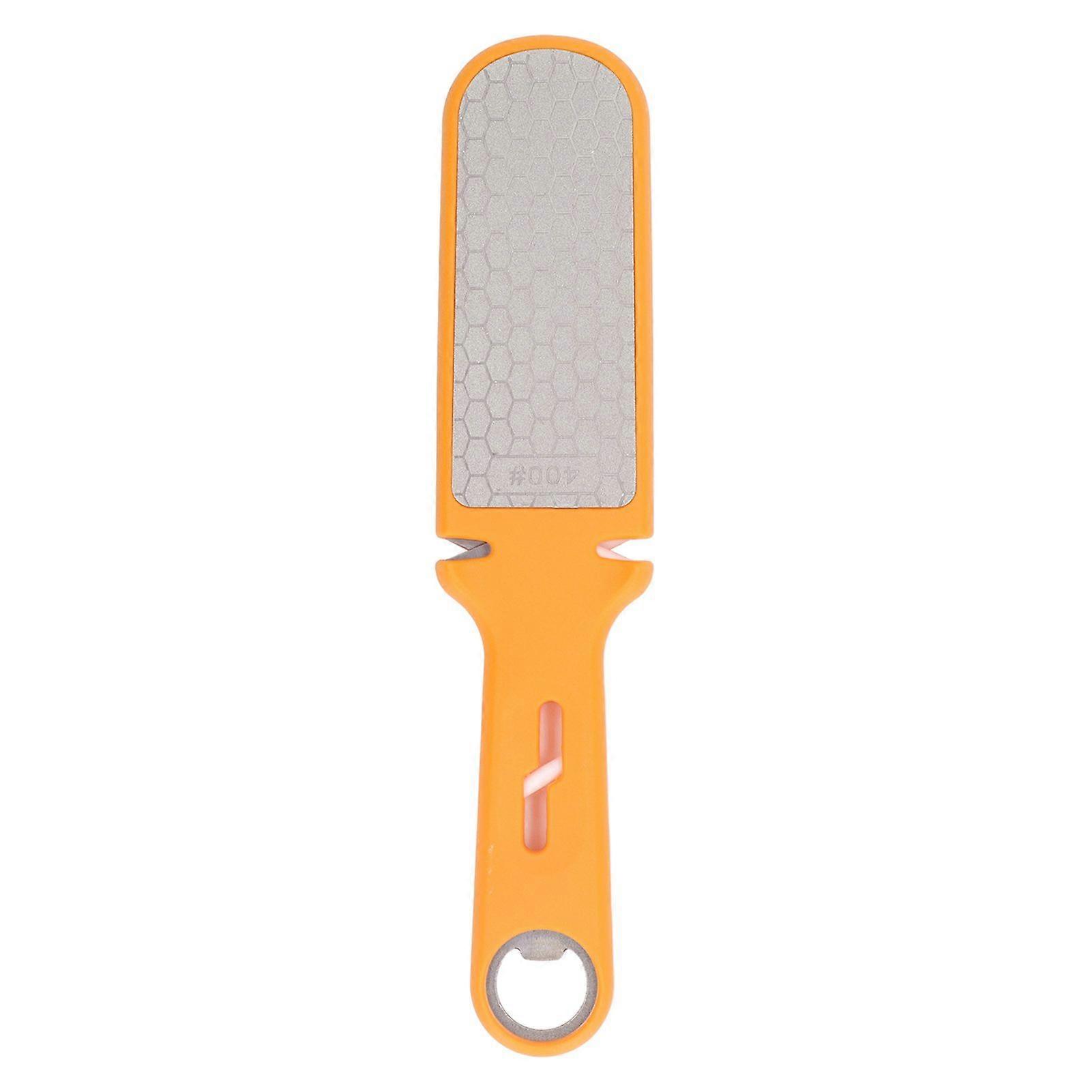 Double Sided Knife Sharpener 6 in 1 Multifunction Portable Knife Sharpening Stone for Kitchen Camping Orange