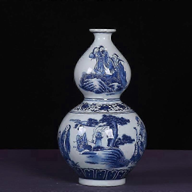 Figure Patterned Gourd Vase