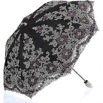 Folding UV Parasol Snow/Rain/Sun Umbrella Embroidery Wedding Umbrella