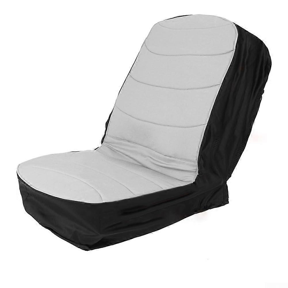 Waterproof Seat Cover for Lawn Mowers and Tractors, Comfortable Padding, Tool Pockets, Gray Color, Universal Fit