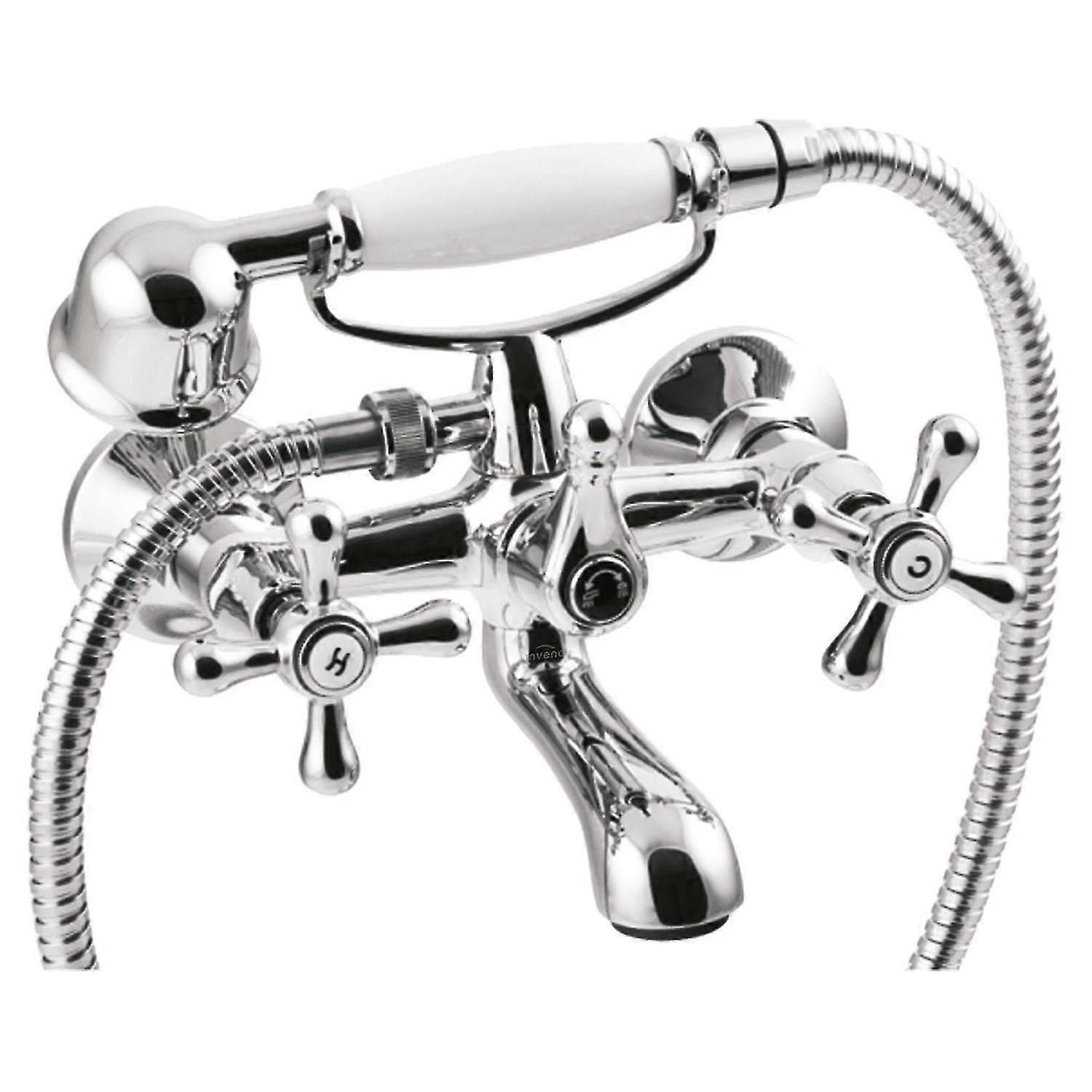 Cross head shower mixer for chrome plated bath filler