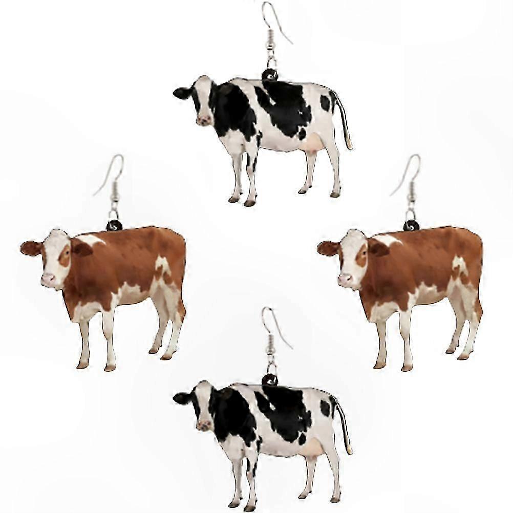Women's Dangle Earrings - Unique Cow Design for Anniversaries (2 Pairs)