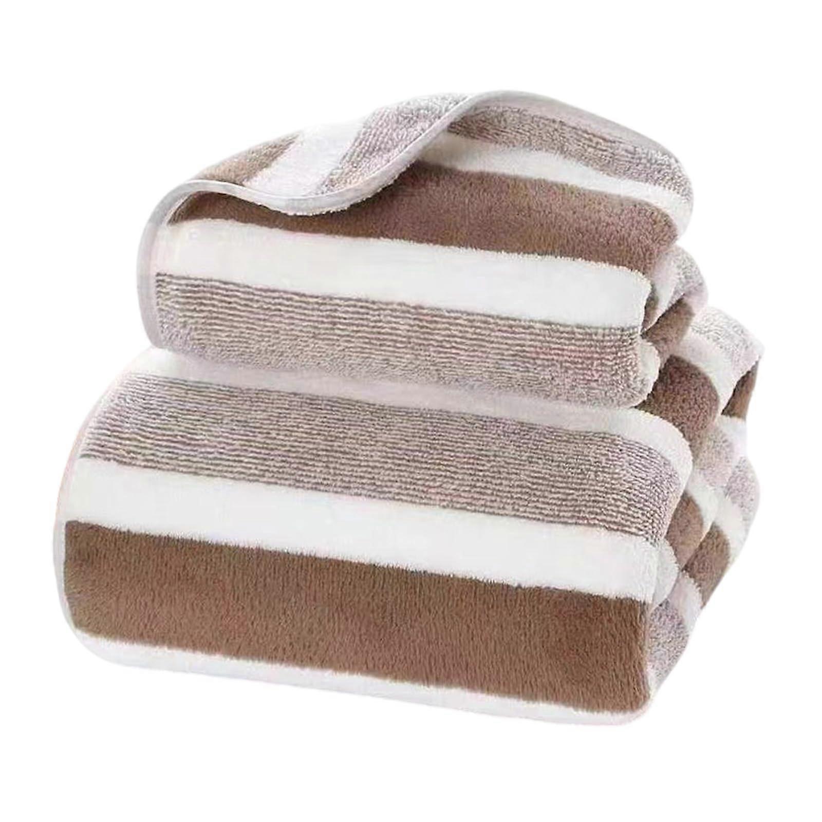 Stripeds Pattern Corals Fleece Hand Towel Quick-Drying, Super Absorbent, Machine Washable For Bathroom Use