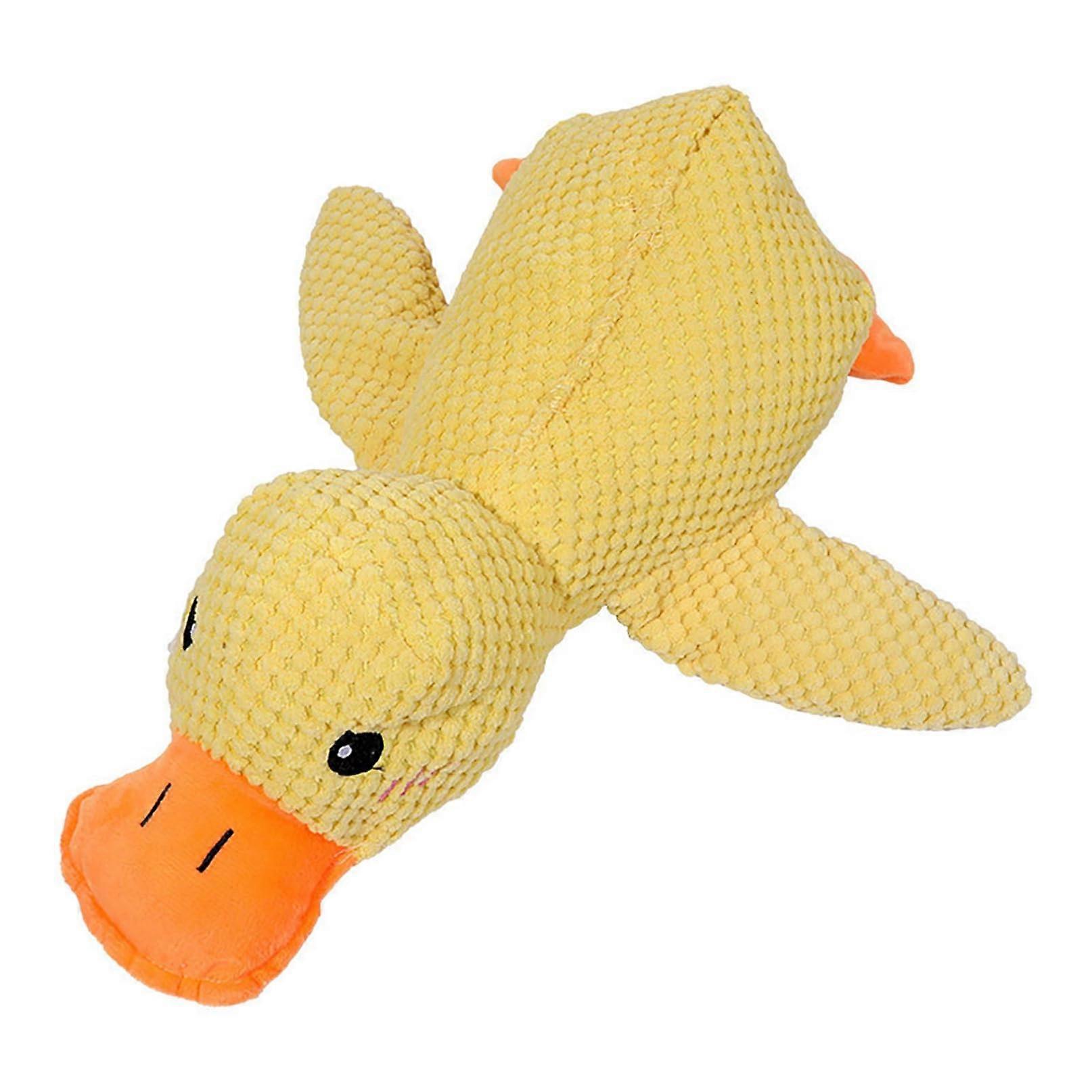 Lying Duck Plush Dog Toy With Squeaker, Interactive Chew Toy For Small Medium Large Dogs, Yellow