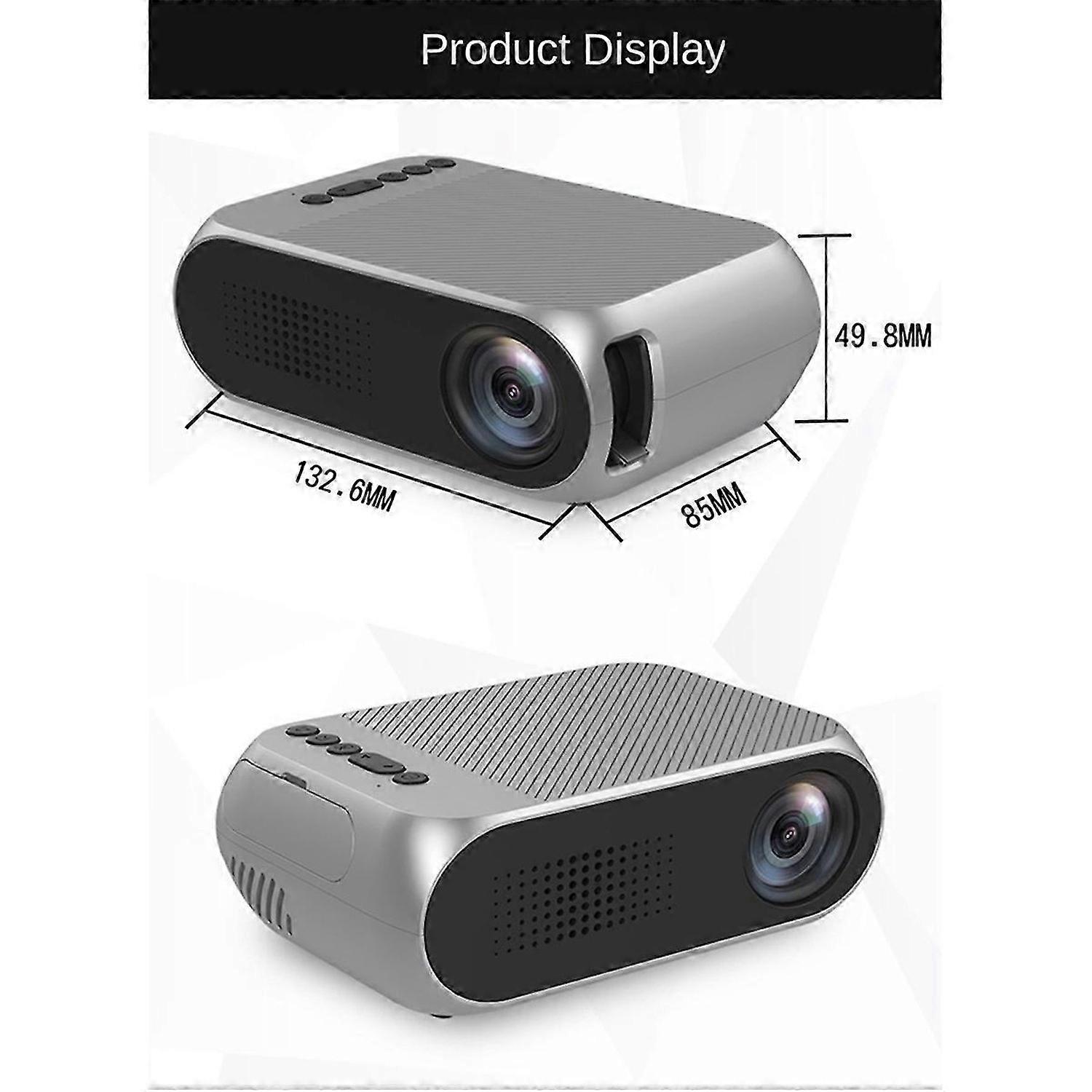 Small Projector Portable Home Cinema Silver Black EU-Plug