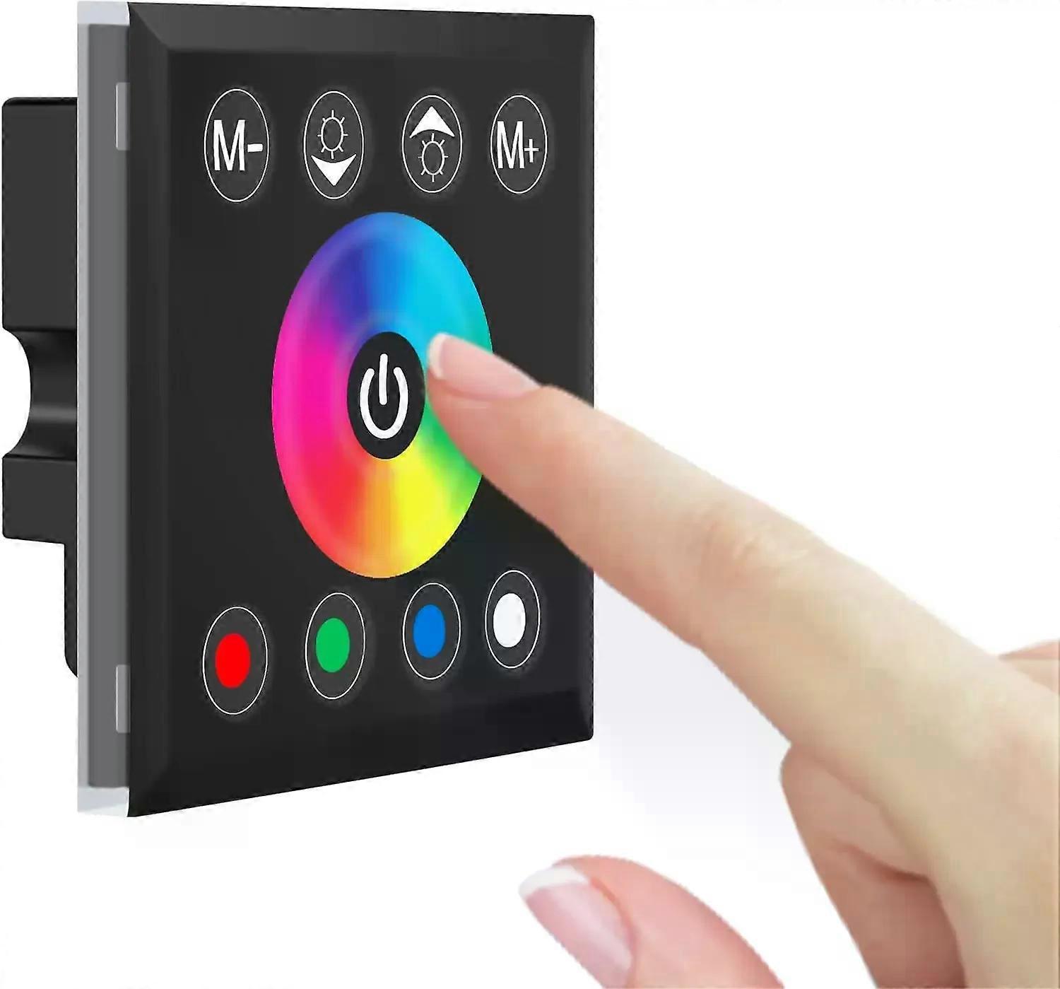 RGBW LED Light Strip Controller 4Channels LED Dimmer Controller Wall- Mounted Touch Panel Dimming Controller for DC12V-24V 16A