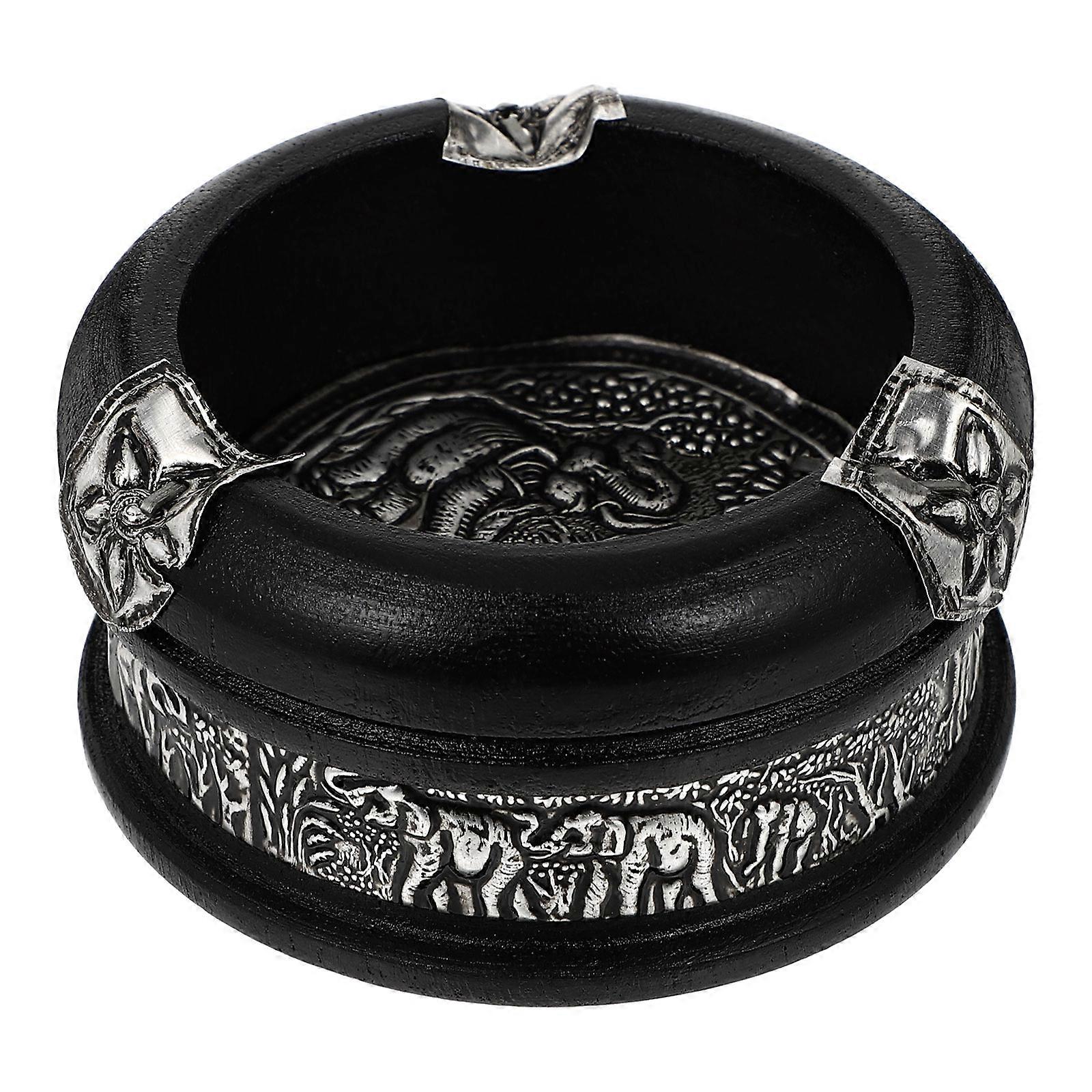 Silver Wooden Ashtray Desktop Ashtray for Storage Use 2Pcs