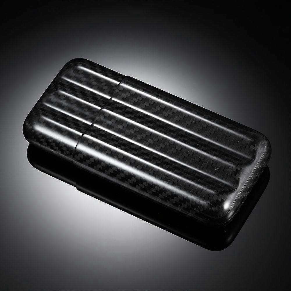 Black Carbon Fiber 3-Cigar Case Lightweight Cigar Storage Tube Holder Travel Cigar Humidor for up to 57 Ring Gauge Cigars