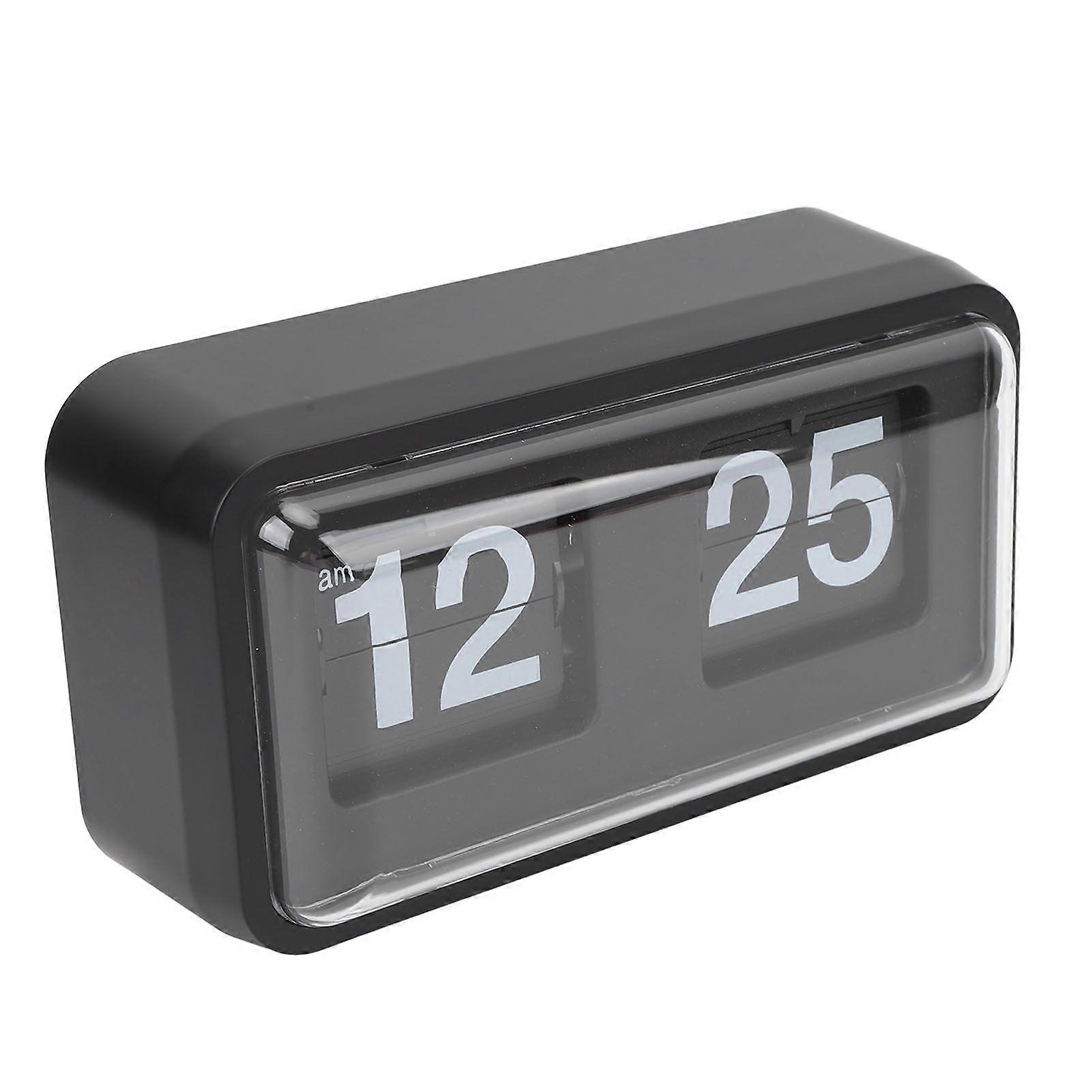 Retro Flip Clock Multifunctional Stylish Innovative Mechanical Flip Desk Clock with Clear Cover for Home and Office Decorations Black