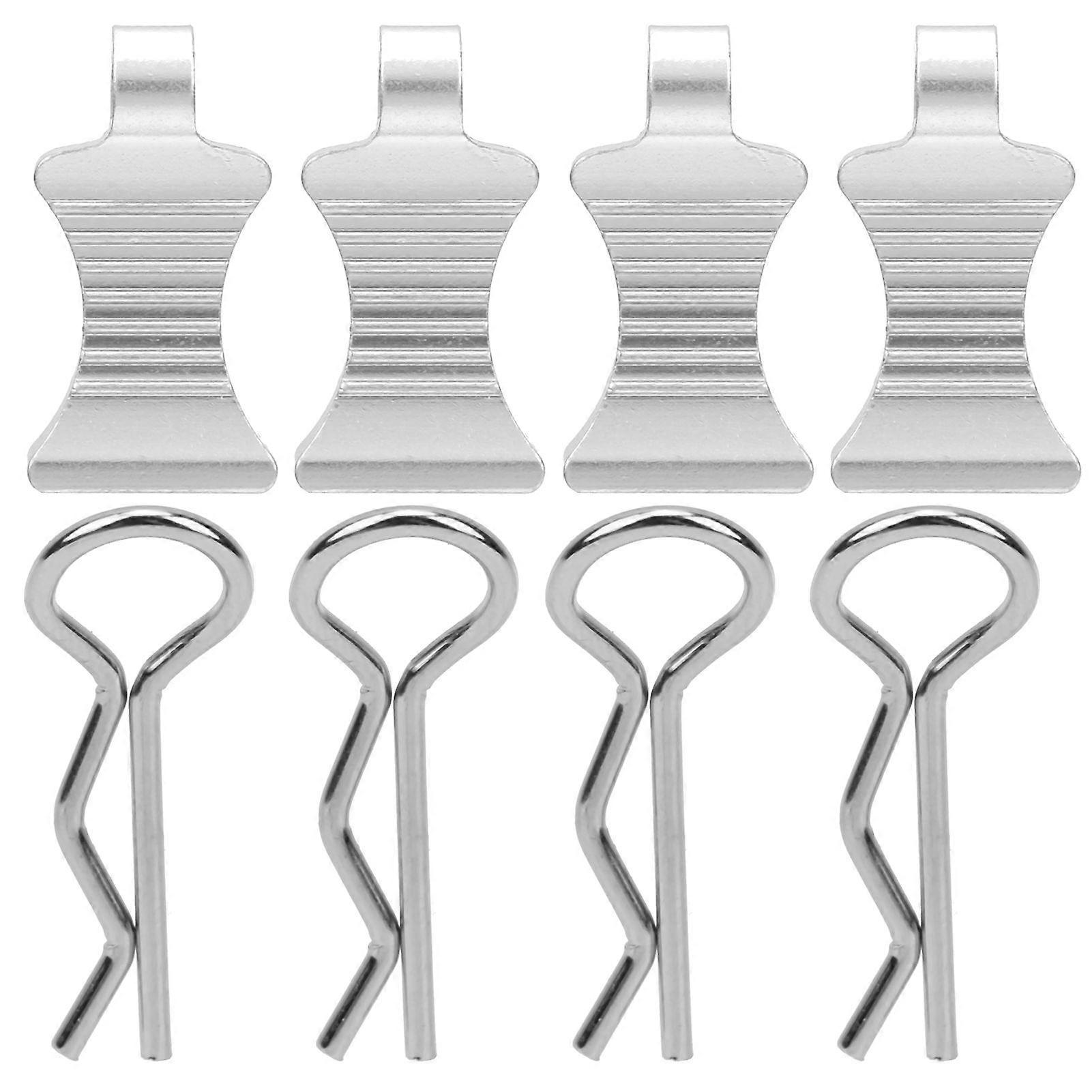4pcs Aluminium Alloy RType Car Body Shell Clips Pin with Fixing Bracket for 1/10 RC Car(Silver )
