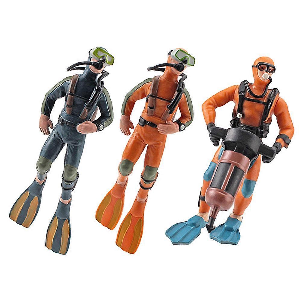 Simulated Diver Model Miniature Diver Figurine for Decor 3Pcs Assorted Color