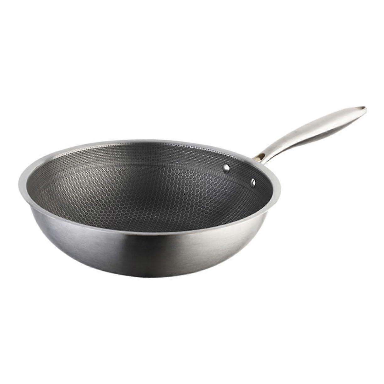 Stainless Steel Frying Pan Non Stick Wok Without Coating For Flat Bottom Fry Pan Compatible With Gas Or Electric Stoves