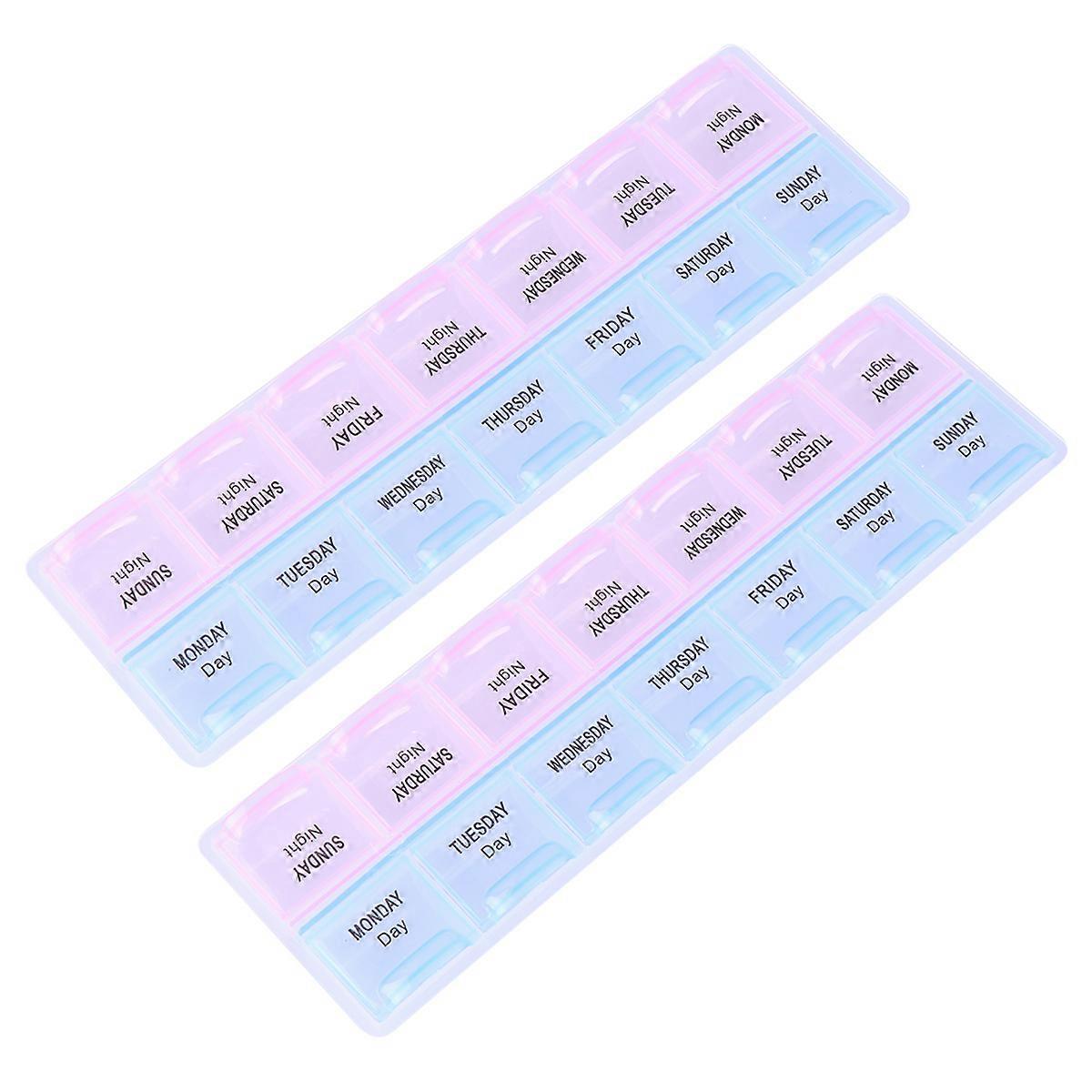 Medicine Storage Case Weekly Organizer for Travel Use 2Pcs 14-Grids Container