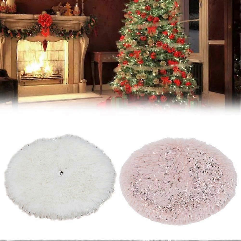 Small Christmas Tree Skirt Solid Color Plush Decoration Pink White Mat Christmas Decoration Xmas Tree Floor Mat Room Floor Decor