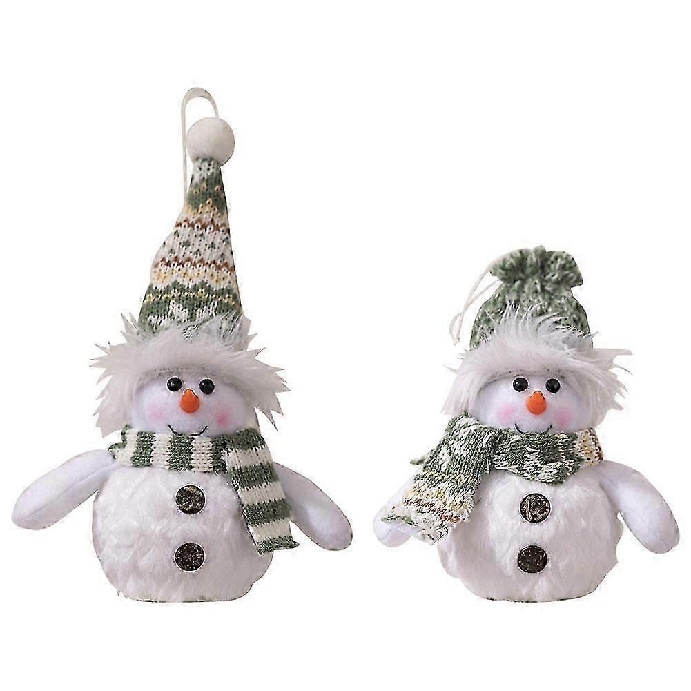 Christmas Luminous Snowman Ornament Plush Snowmen Figurines Xmas Tree Decor