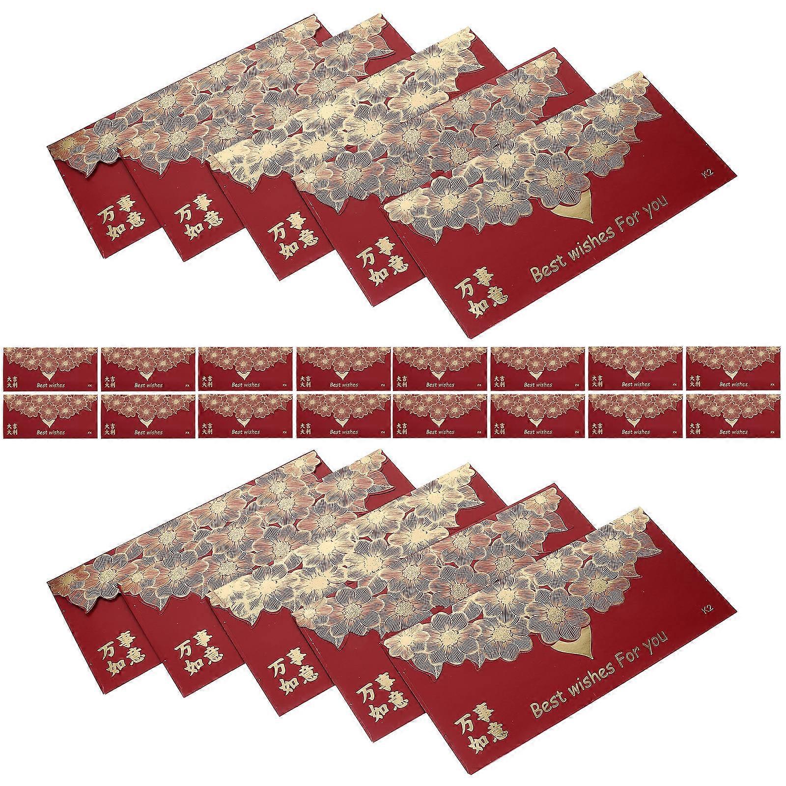 Red Envelopes Western Style Rectangular Paper for Money Storage 60Pcs