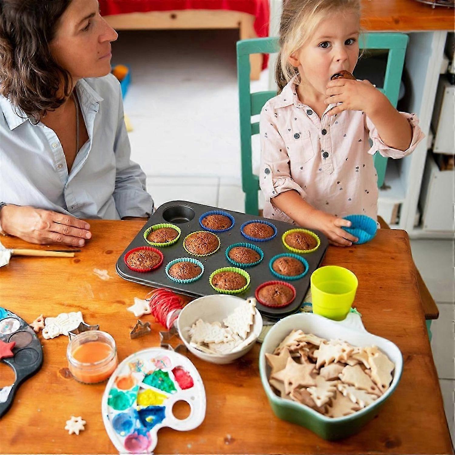Pack of 2 Muffin Tray for 24 Muffins, High-Quality Non-Stick Muffin Tray, for Cupcakes, Brownies