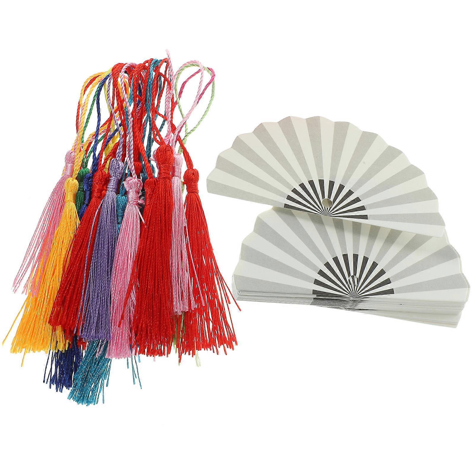 Paper Bookmark Set of Fan Blank Bookmarks for DIY Projects with Assorted Color and Hanging Hole - 1 Set
