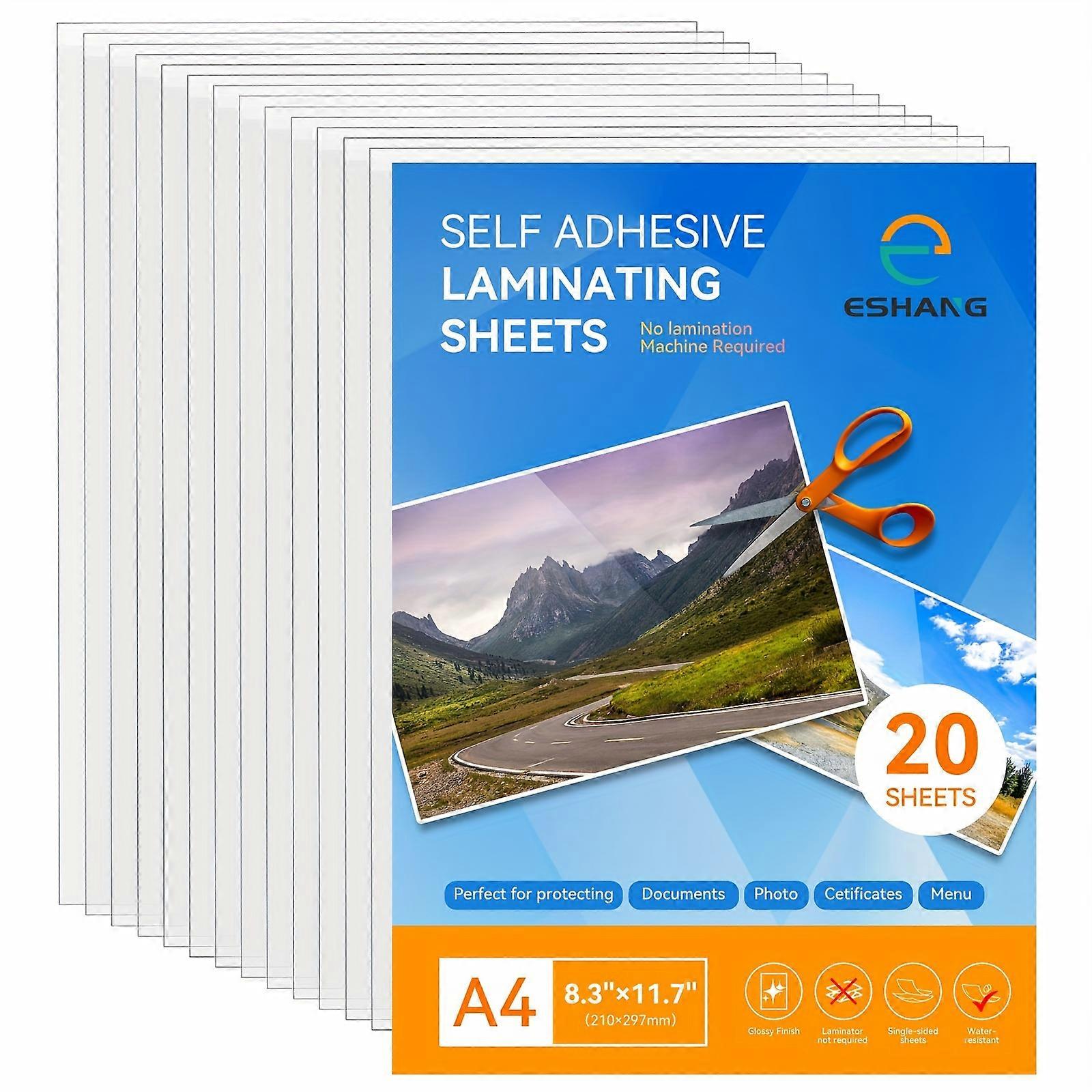 20 Sheets A4 Laminating Sheets, Holds 8.3 x 11.7 Inch Sheets, Clear Thermal Laminating Lamination Sheet Paper for Laminator