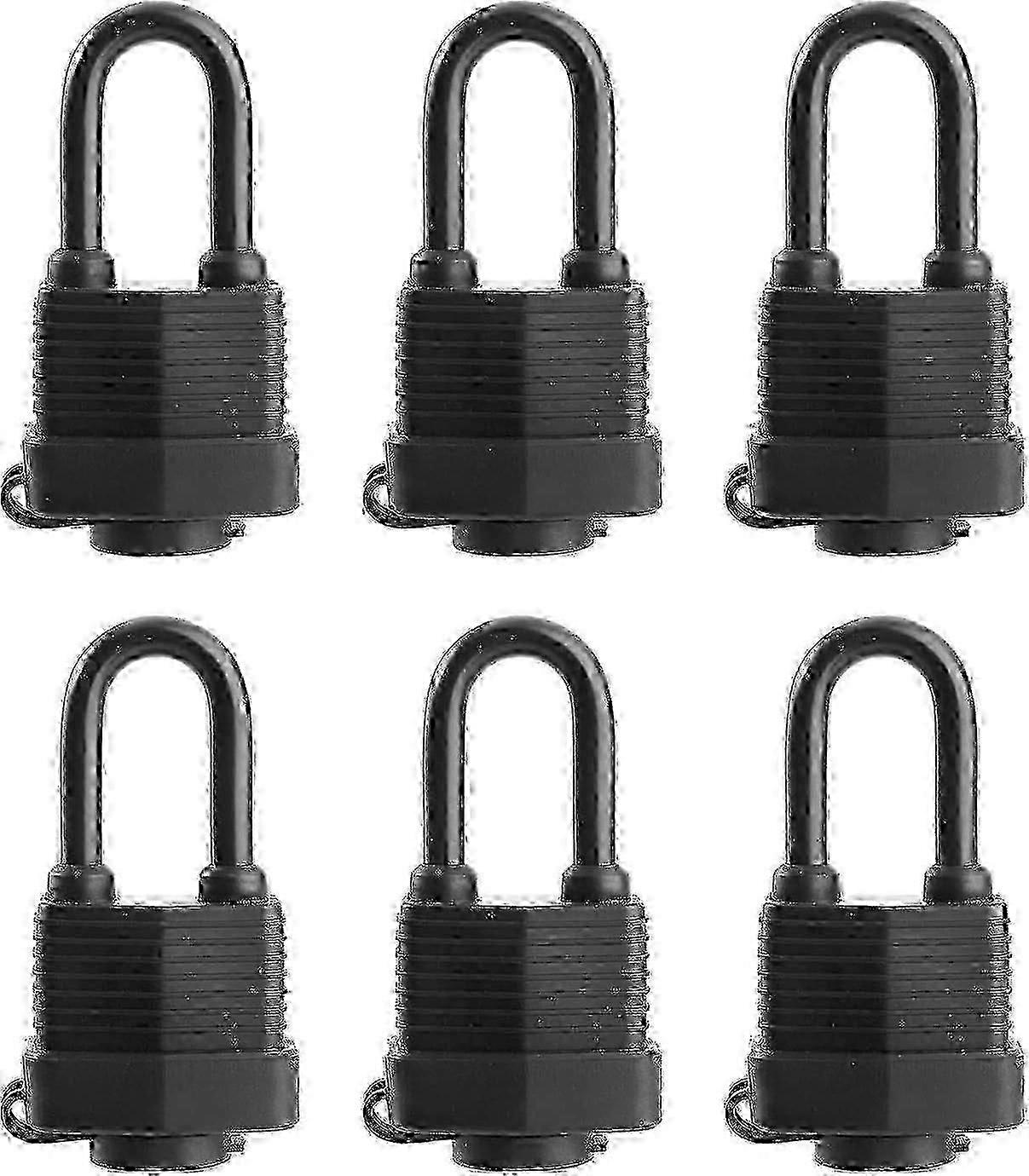 Keyed Alike Waterproof Padlocks 6 Pack - Secure Laminated Steel Lock