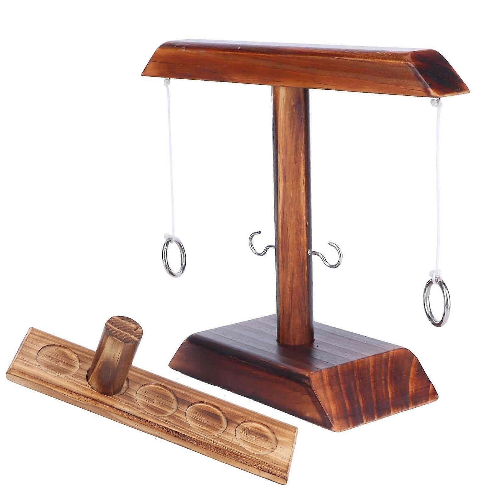 Throwing Game Set Wooden Hook Shot Toy Interactive Games for Home Bar Party Black2