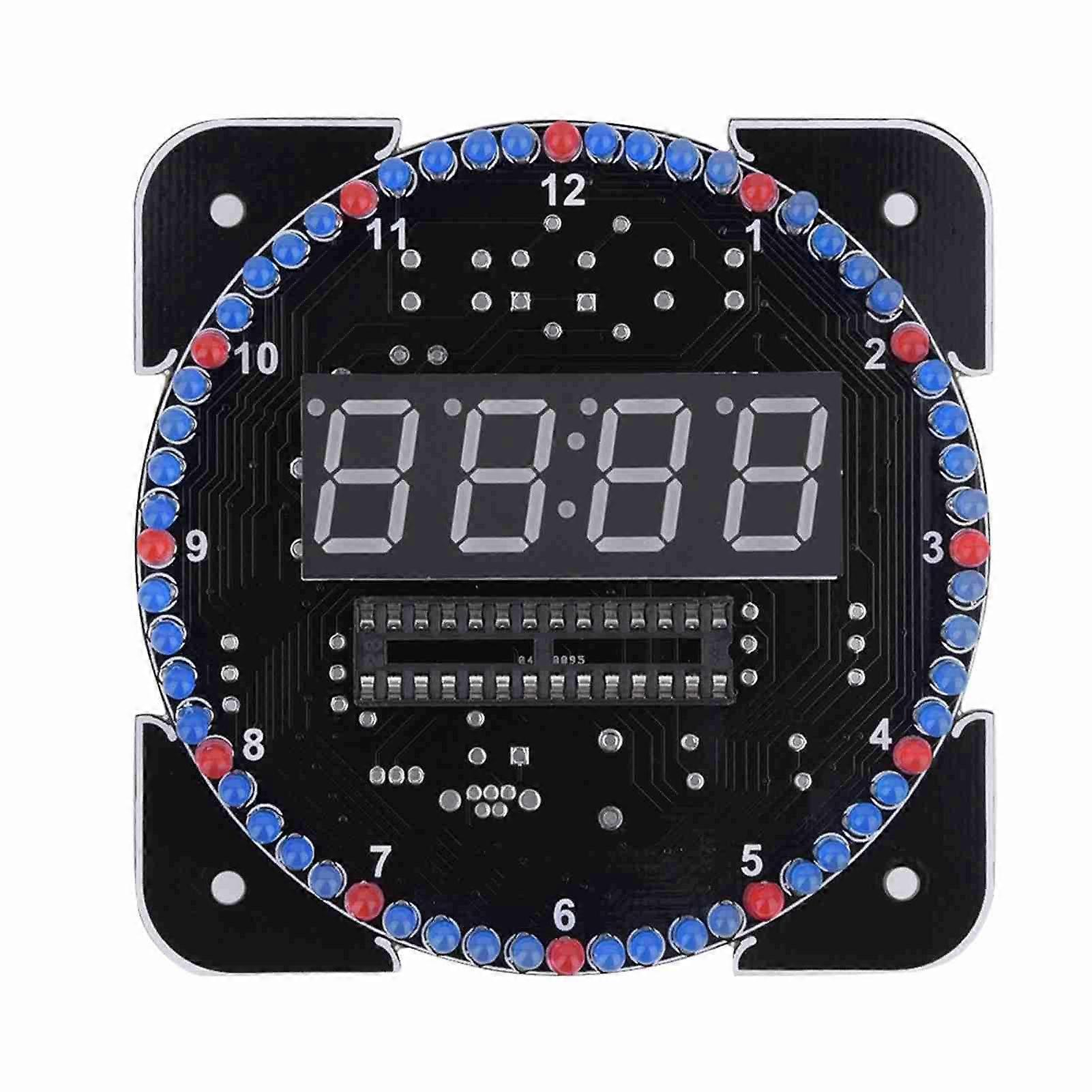 Rotating Digital LED Electronic Temperature Clock Kit with Light Control and USB Cable, Blue