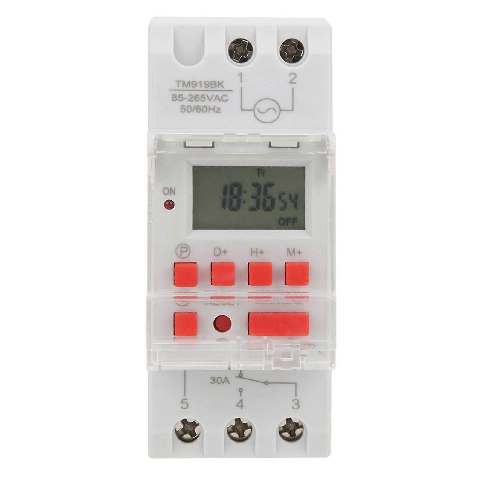 TM919BK 85 ~ 265V AC 30A LCD 7 dias programável Timer Switches Digital