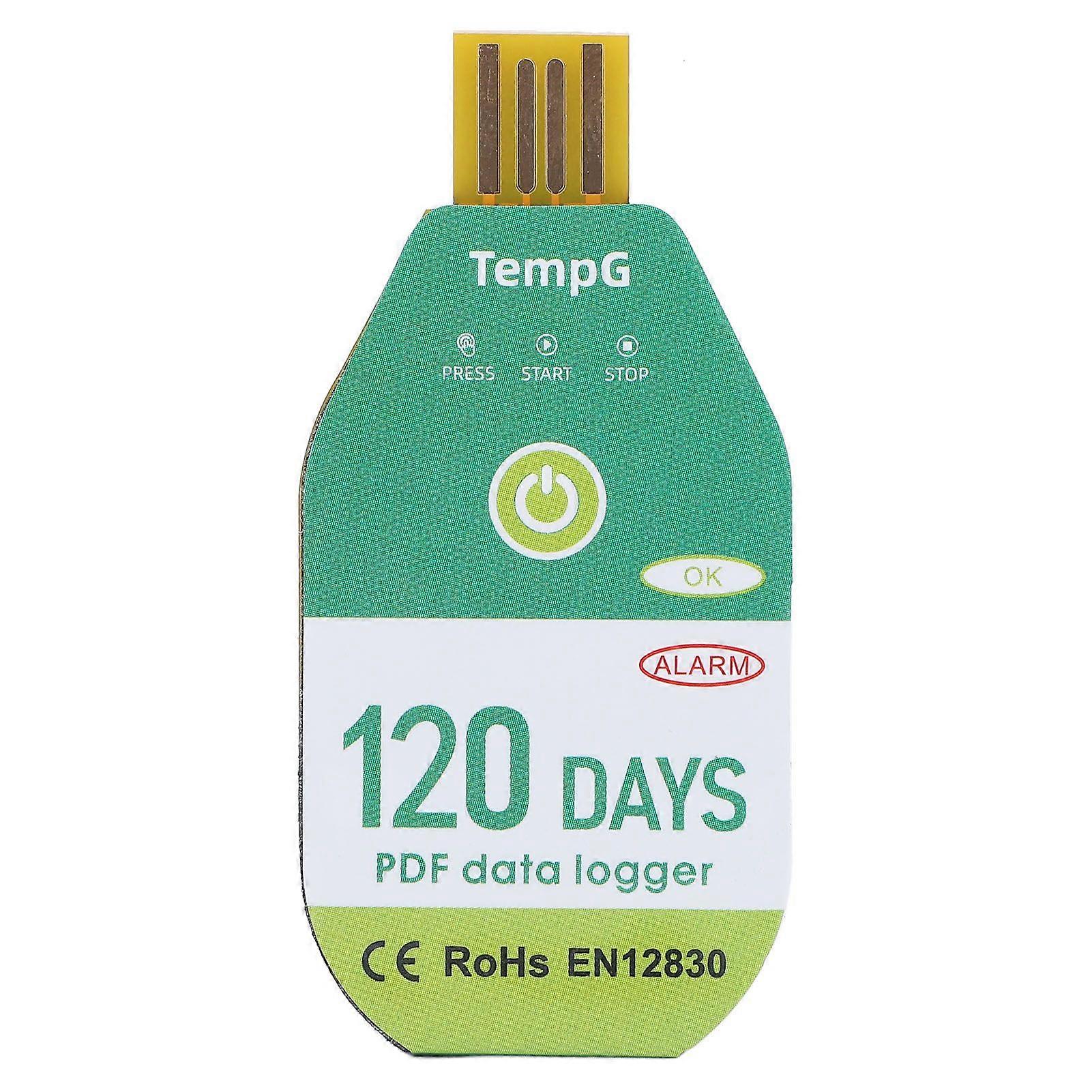 USB Temperature Data Logger Recorder IP67 Water Resistant Disposable PDF Temperature Data Logger for Cold Chain Transportation 120 Days