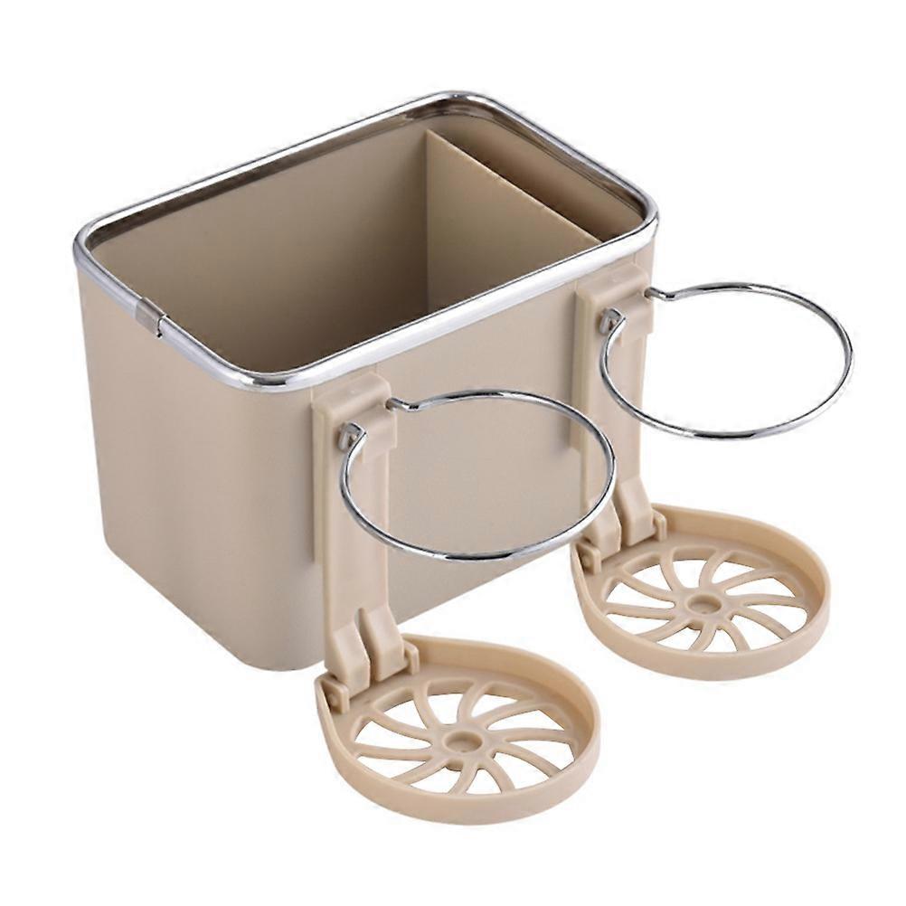 Beige Rectangular Car Armrest Storage Box Tissue Storage Box For Drivers With Stability Feature 1Set