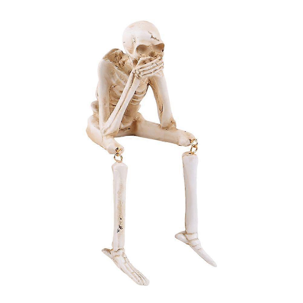 Desktop Skeleton Figurine Shelf Skeleton Sitters Decoration Resin Craft Small Skeleton Ornament
