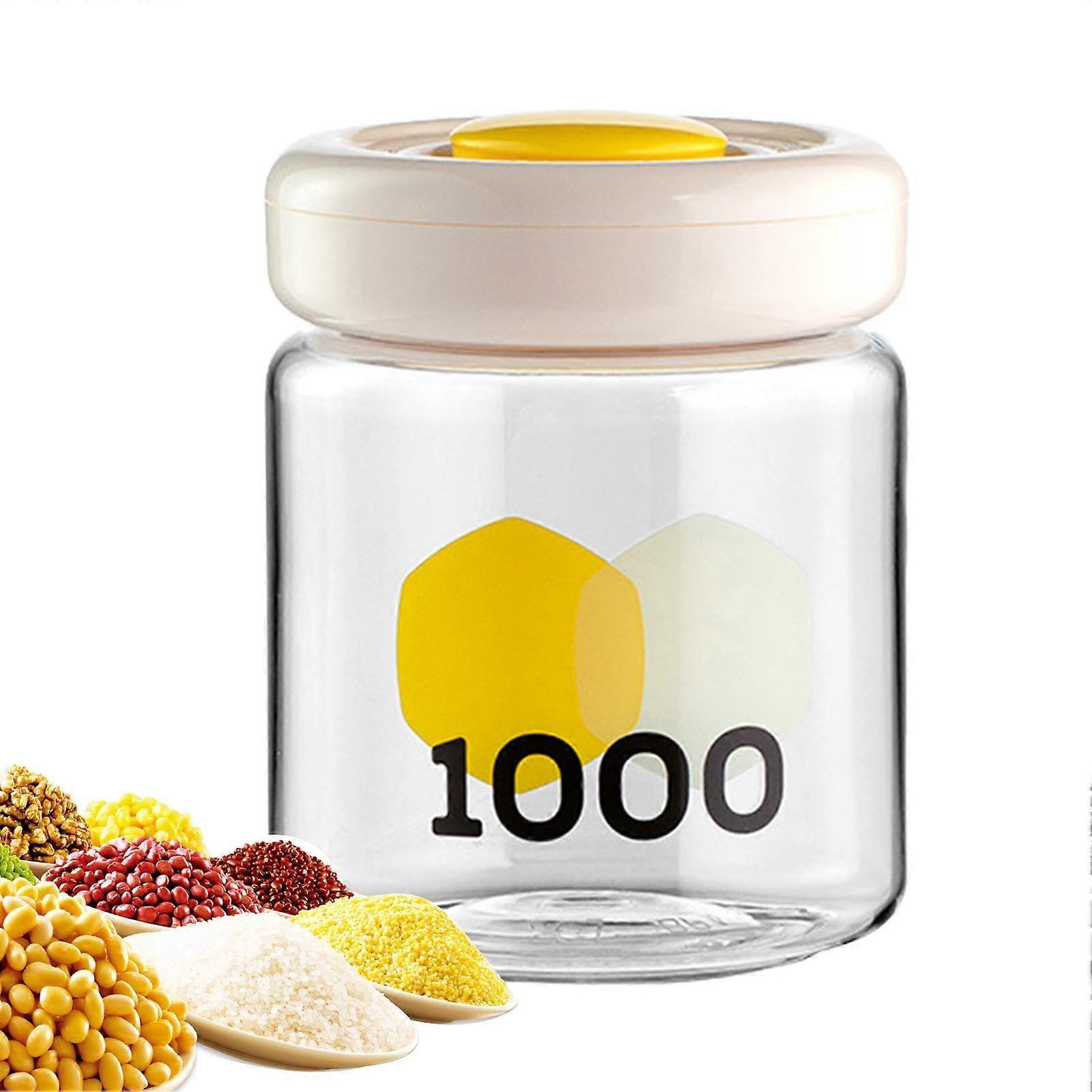 Dry Food Storage Containers Airtight Cereal Sugar Coffee Flour Containers with Button Control, Transparent Plastic