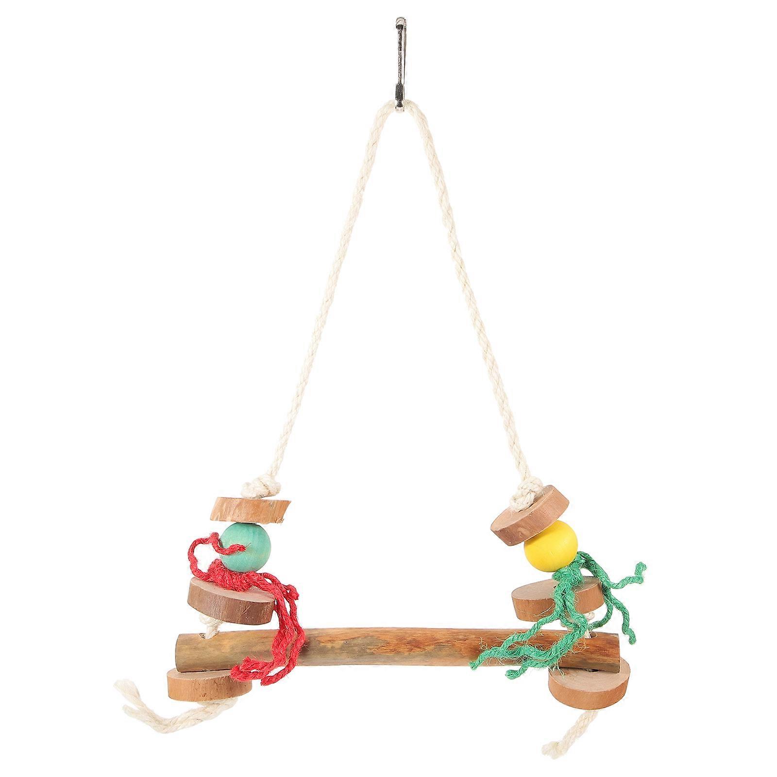 Funny Bird Swing Toy For Indoor Bird Cage Feeding 28X20Cm Assorted Color Wood Structure 3Pcs