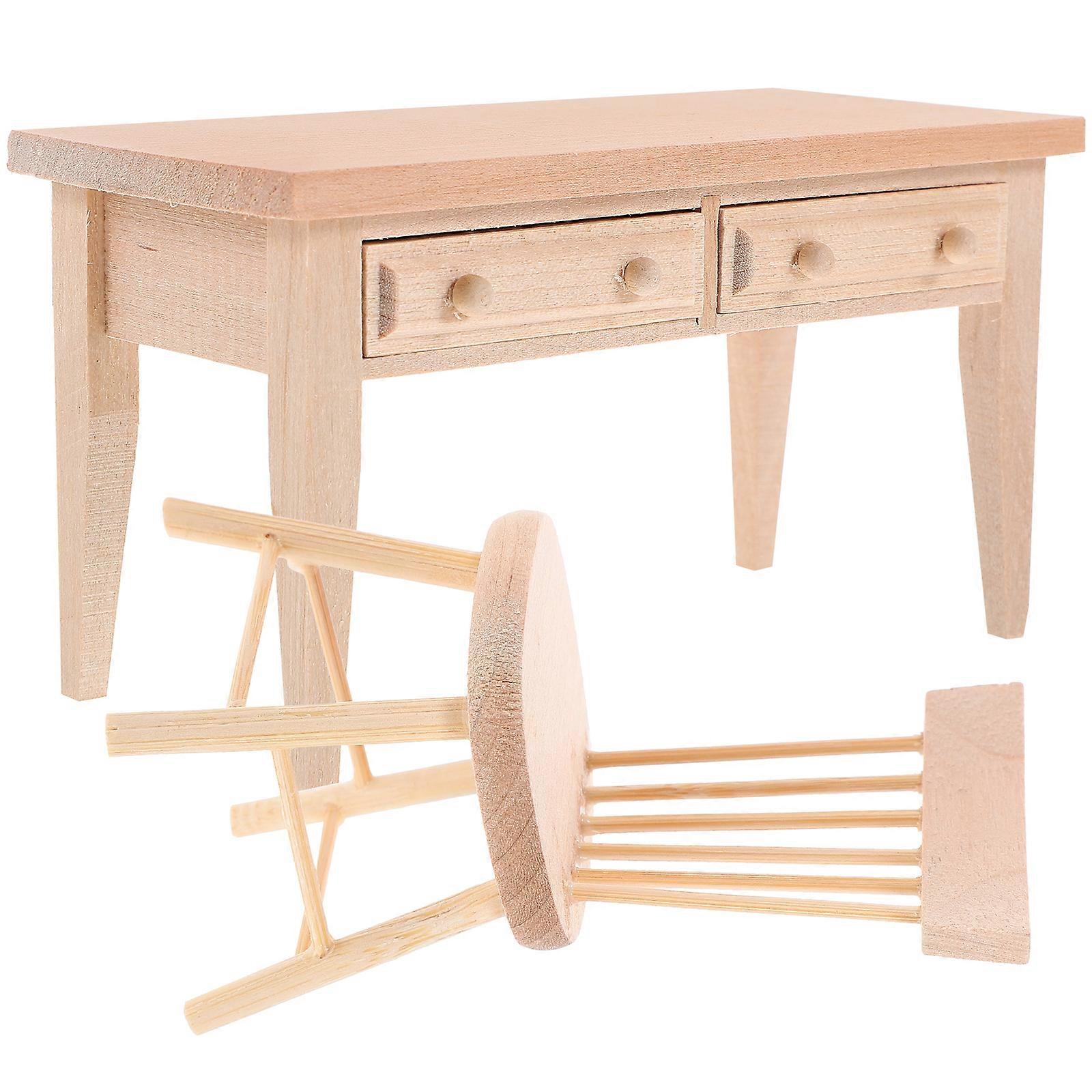 Dollhouse Accessories Dollhouse Scene Layout Mini Furniture Wood Beige Rectangular Simulation 2 Sets