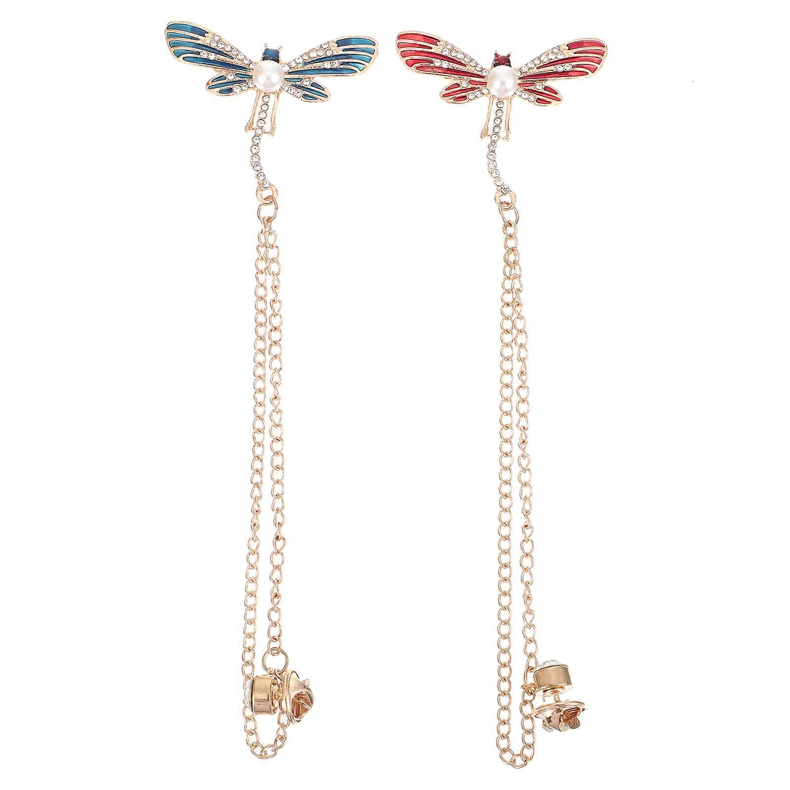 Enamel Brooch Dragonfly for Decoration 4Pcs with Rhinestone Colors
