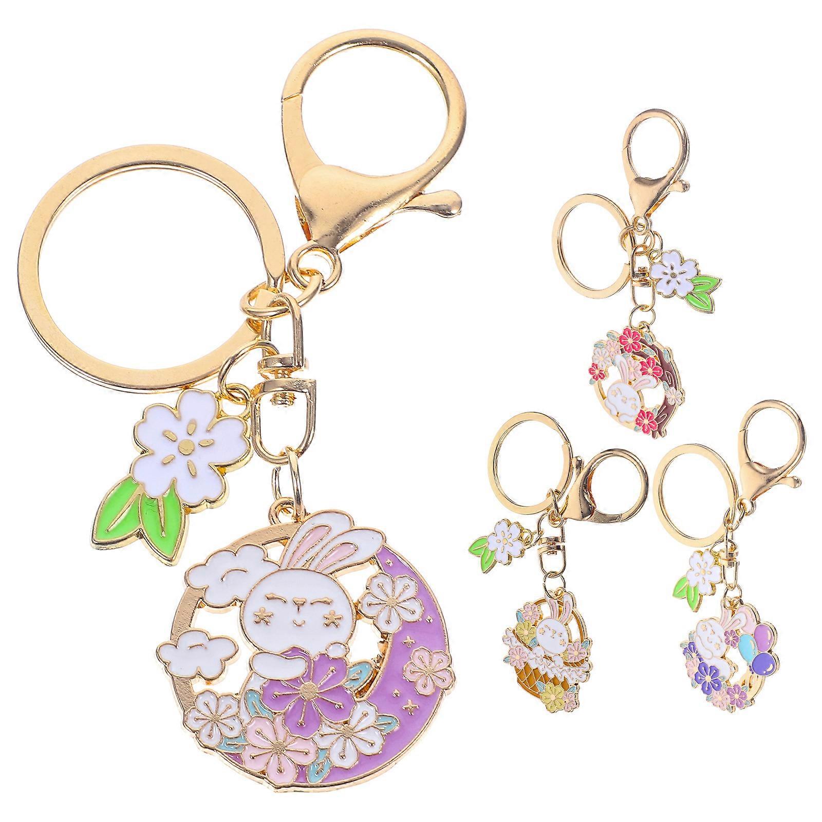 Rabbit Keychain Pendant 20Pcs Multi Color Keychain Charm for Decor and DIY Creativity