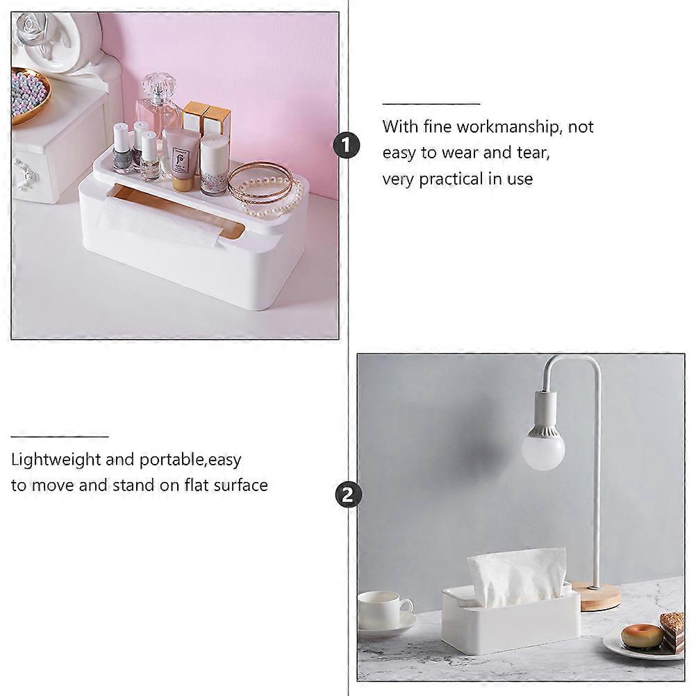 Paper Organizer Portable Napkin Container for Home Use 2Pcs White