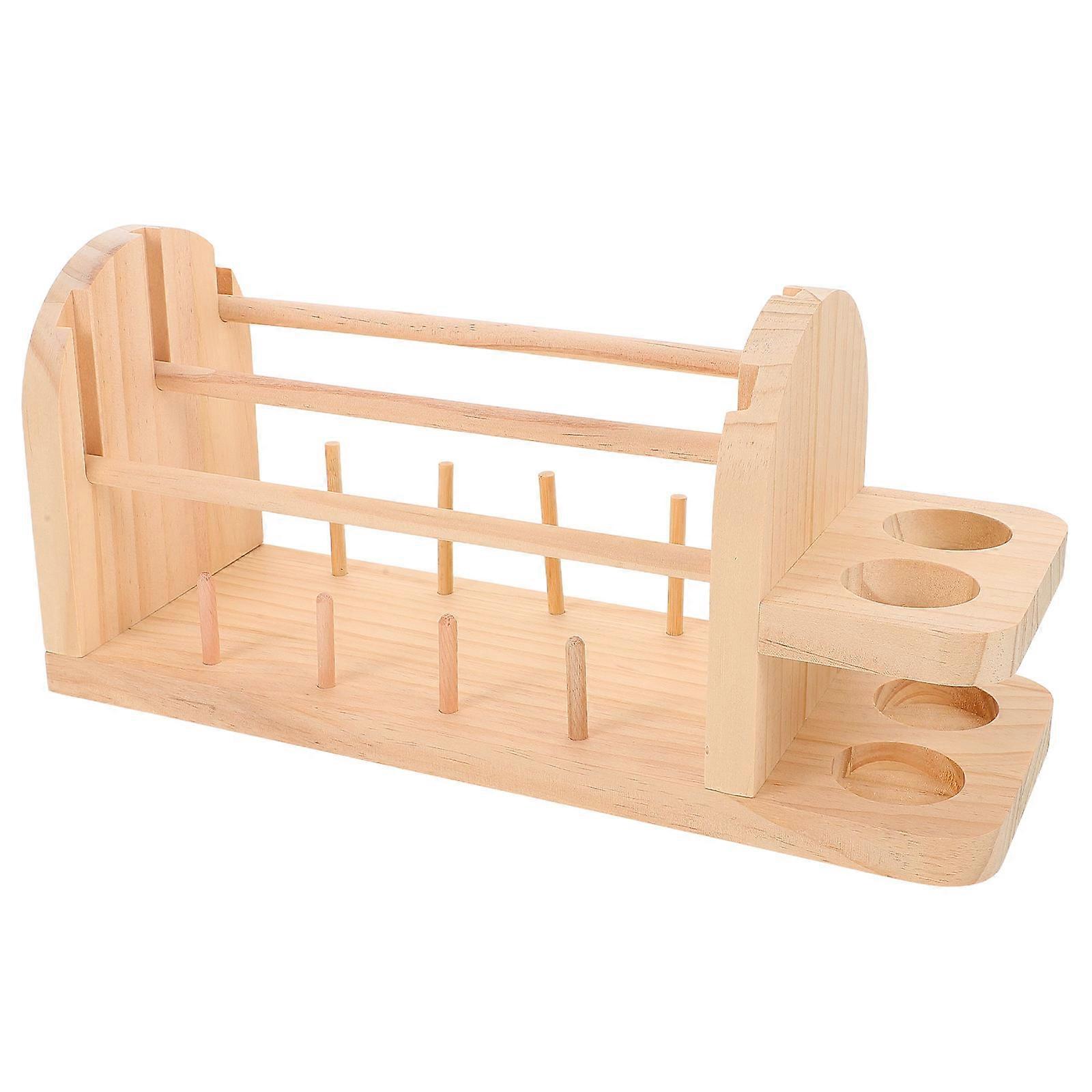 Solid Wood Yarn Dispenser 2Pcs Double Revolving Rack Perfect For DIY Projects Providing Tangle Prevention And Easy Yarn Dispensing In Beige
