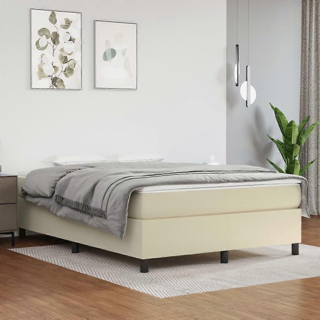 Boxspringbettgestell Creme 140x190 cm Kunstleder
