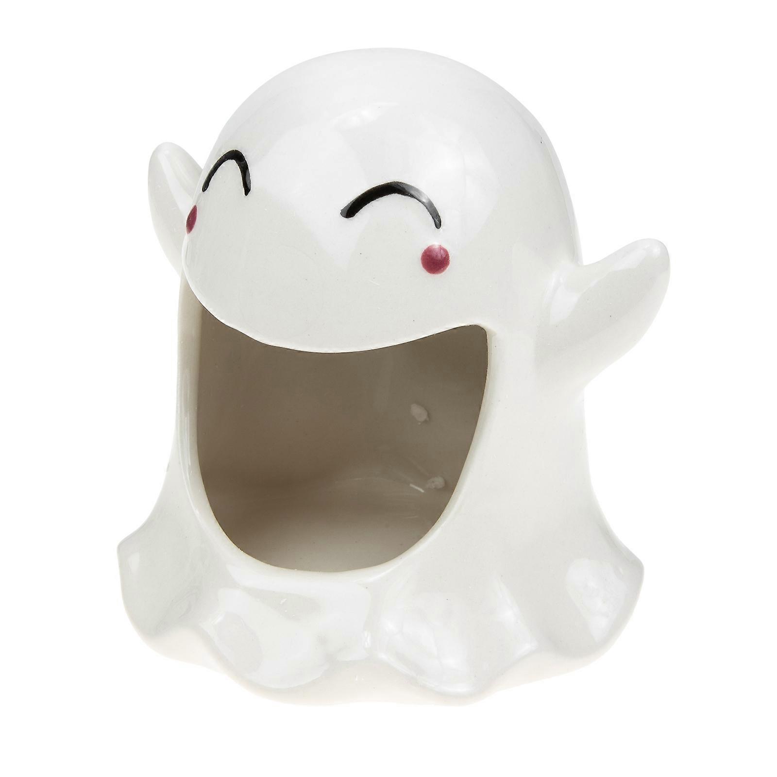White Ceramic Halloween Candle Holder Ghost Tealight Holder for Decor 2Pcs