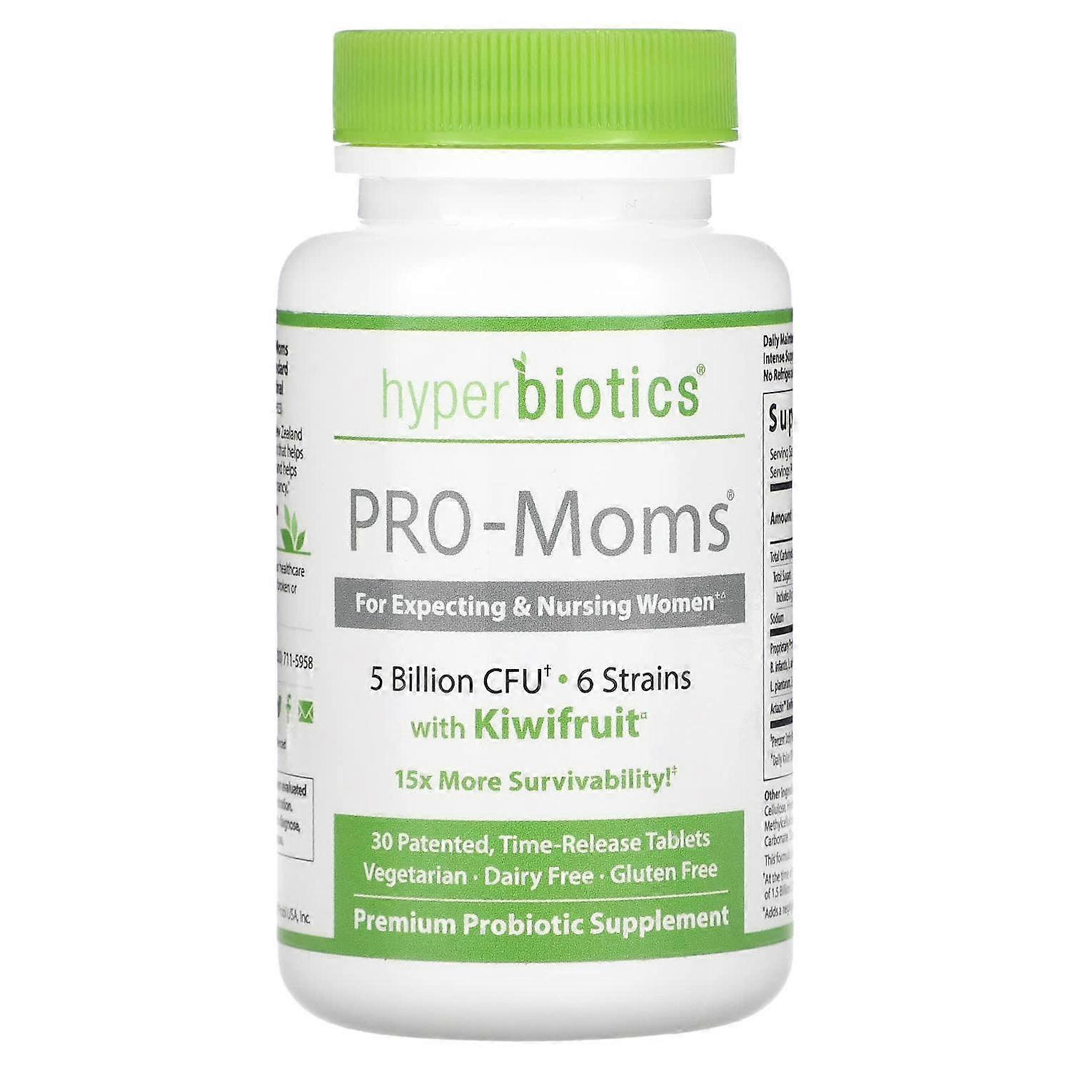 Hyperbiotics, PRO-Moms, with Kiwifruit, 5 Billion CFU, 30 Time-Release Tablets