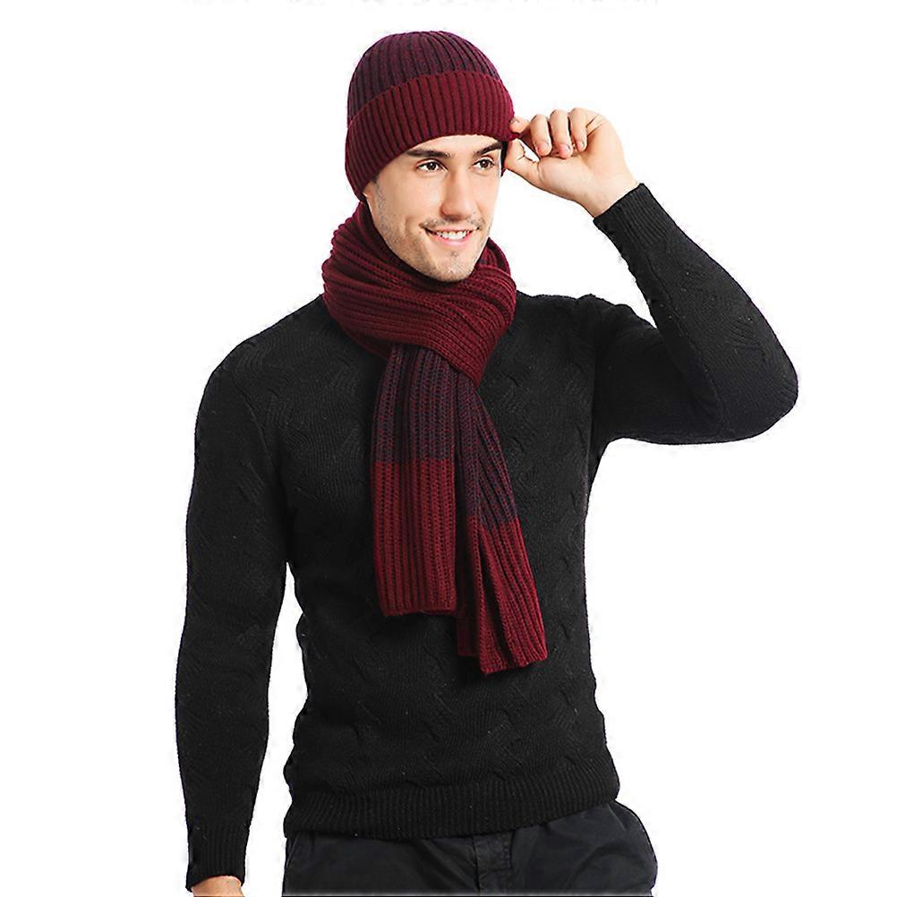 Fashionable Knitted Hat And Scarf Set For Men And Women In Color 1 Set