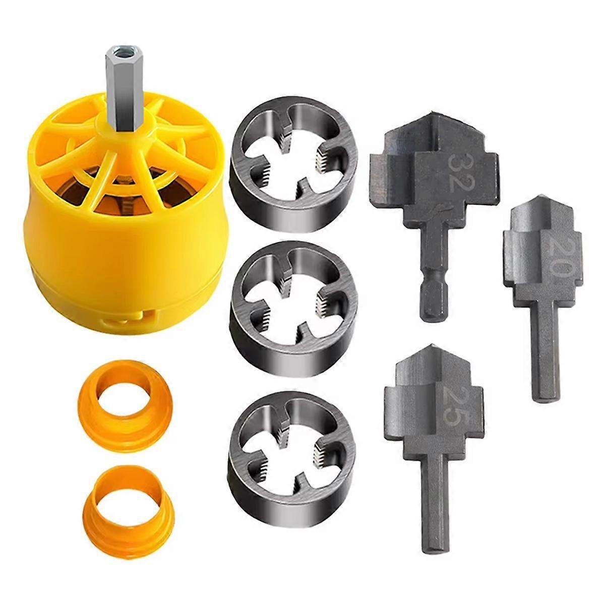 Water Pipe Expansion Drill with PVC Pipe Threader 1/2 3/4 1In Dies Pipe Threader Hexagon Shank Drill