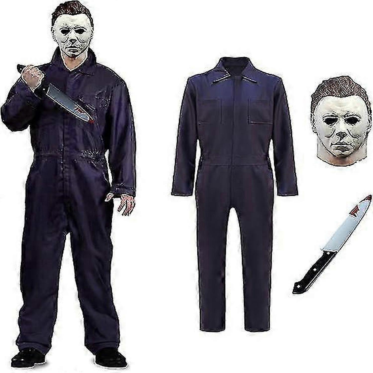 Michael Myers Kostüm mit Blutmesser Halloween Cosplay Maske Michael Myers Jumpsuit für Erwachsene
