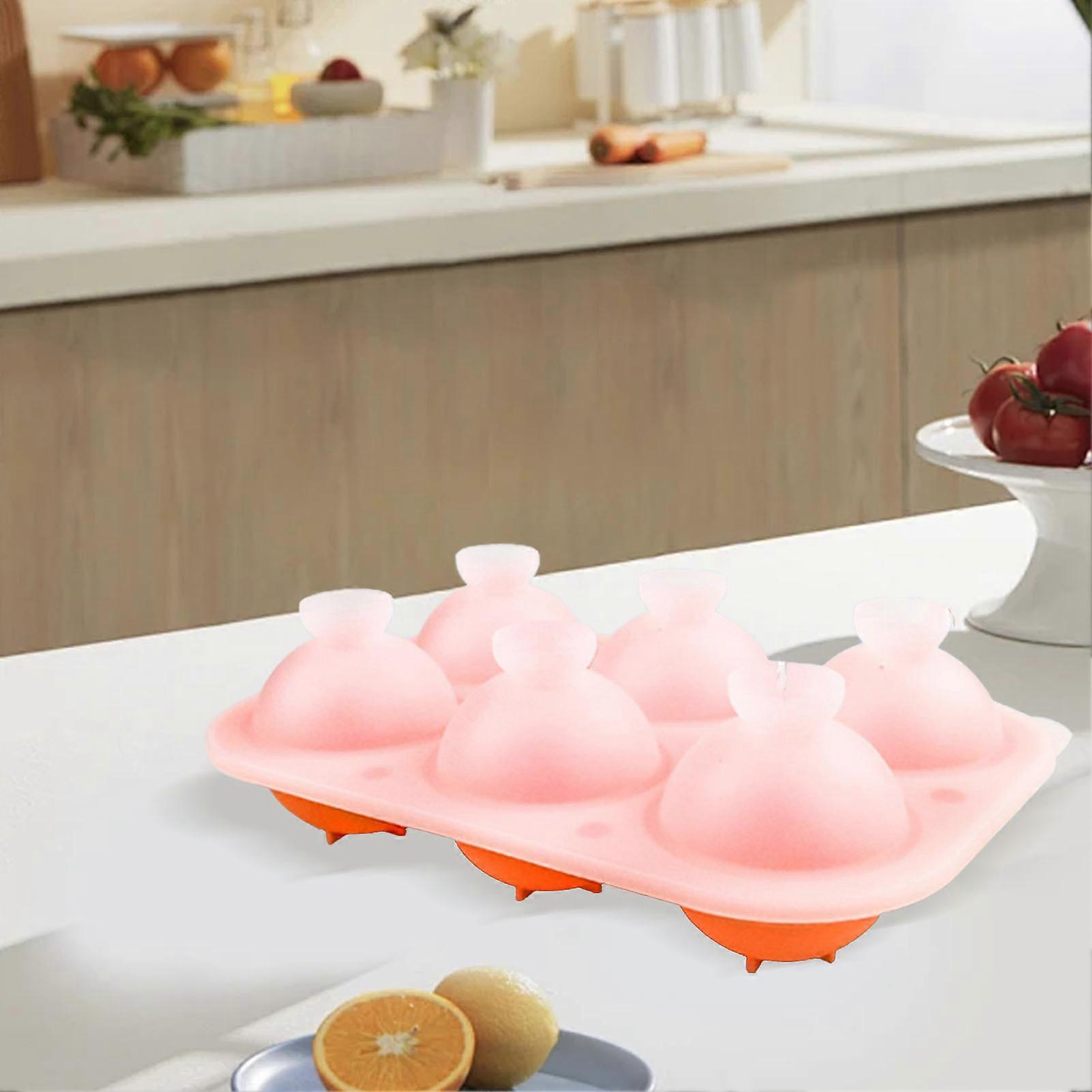 6 Grids Silicone Ice Ball Maker 4.5cm Round 50ml Tray