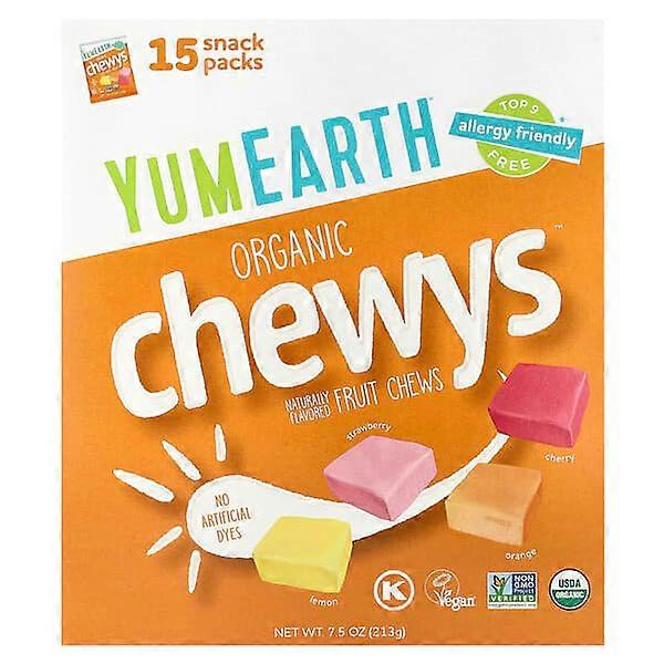 YumEarth, Organic ChewysÃÂ¢ÃÂÃÂ¢, Fruit Chews, 15 Snack Packs, 0.5 oz (14 g) Each